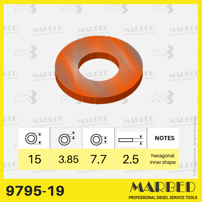 RONDELLE RAME ØE 15.5, ØI 7.7, ≠ 2.5 con 6 tacche (30x)