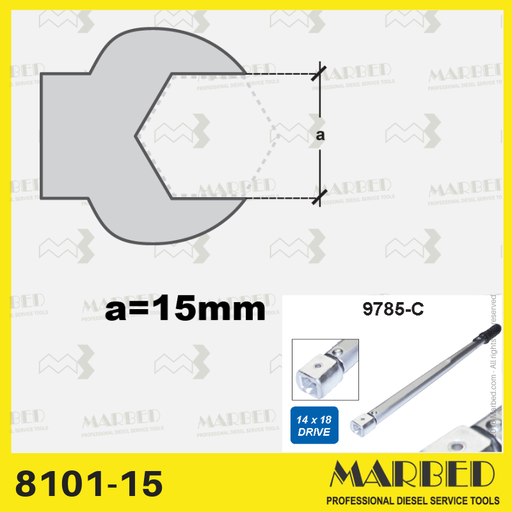 [8101-15] Inserto esagono 15 mm per chiave dinamometrica 9785-C