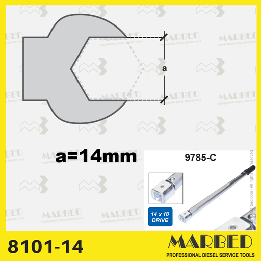 [8101-14] Inserto esagono 14 mm per chiave dinamometrica 9785-C