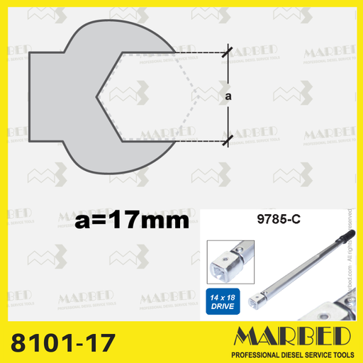 [8101-17] Inserto esagono 17 mm per chiave dinamometrica 9785-C